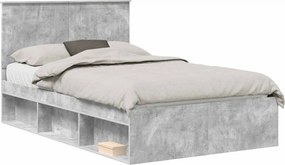 vidaXL Cadru de pat cu headboard Beton 120 x 200 cm Lemn de pin masiv