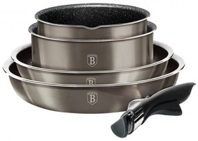 Set oale si tigai marmorate cu maner detasabil (9 piese) din aluminiu forjat Carbon Metallic Line Berlinger Haus BH 6148