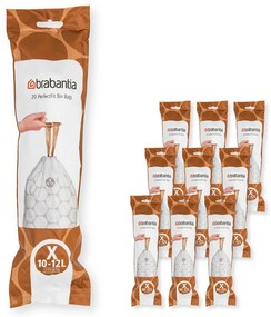 Saci de gunoi Brabantia PerfectFit NewIcon/Bo 1005583, Dimensiune X, 10-12 L, 200 buc, Alb