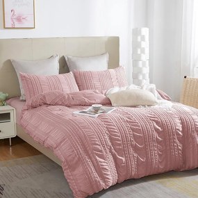 Lenjerie de pat din microfibră creponată NELLA pudră