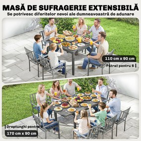 Outsunny masă extensibilă pentru exterior masă de grădină masă de prânz | Aosom Romania