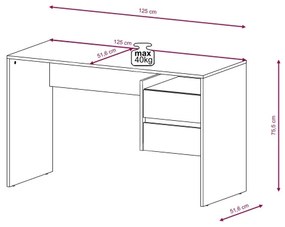 Birou MARLO cu sertare, stejar artisan/alb