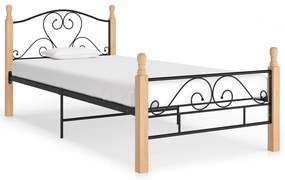 vidaXL Cadru de pat, negru, 100x200 cm, metal