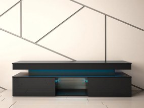 Dulap TV Lesteralo 2D 190 (Negru + lucios negru) (cu iluminat LED albastru). 1106178