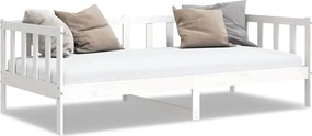 vidaXL Pat de zi, 90x200 cm, alb, lemn masiv de pin