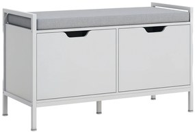 HOMCOM Banchetă Dulap pentru Pantofi cu 2 Compartimente și Pernă, Dulap Pantofi pentru Hol, 84x35x50 cm, Alb | Aosom Romania