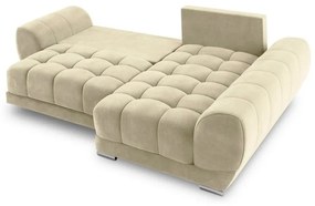 Colțar extensibil cu tapițerie de catifea și șezlong pe partea dreaptă Windsor &amp; Co Sofas Nuage, bej