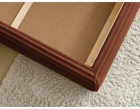 Pat matrimonial cărămiziu tapițat cu spațiu de depozitare cu somieră 180x200 cm Jade – Bobochic Paris