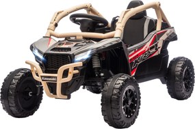 AIYAPLAY ATV Electric pentru Copii 3-8 Ani 12V cu Licență KAWASAKI, Motor Dublu, Telecomandă și Muzică, Galben | Aosom Romania