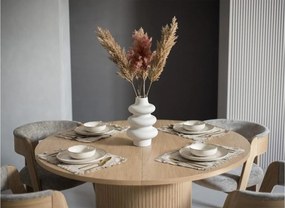 Set lemn masiv Dining Miami I Masa Rotunda + 4 Scaune