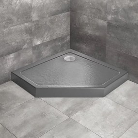 Cadita dus pentagonala Radaway Doros PT Compact Stone 100x100 cm acril antracit