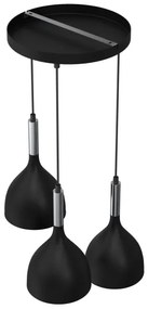Lustră pe cablu NOAK 3xE27/60W/230V neagră/crom lucios