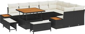 vidaXL Set de canapele pentru grădină 12 pcs Negru poliratan