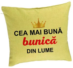 Perna Decorativa pentru Bunica 10, 40x40 cm, Verde, Husa Detasabila, Burduf