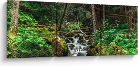 Tablou cu pârău în pădure (cu ceas) (90x30 cm)