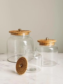 Borcan din sticla, cu capac din trestie de zahar, H19cm Provence