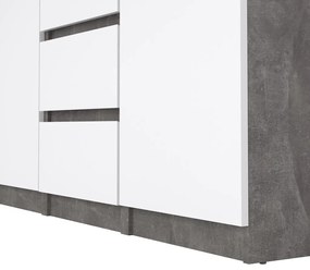 Comodă Simplicity 121 x 50 x 91 cm, gri / alb lucios