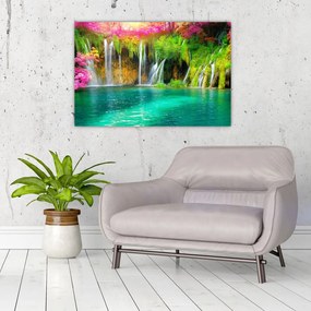 Tablou - Cascada, Lacurile Plitvice, Croația (90x60 cm)