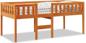 vidaXL Pat pentru copii fără saltea, maro, 90x200 cm, lemn masiv pin