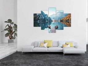 Tablou - Bărci pe Lacul Braies (150x105 cm)