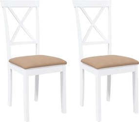 vidaXL Scaune de sufragerie cu perne 2 buc cauciuc din lemn masiv alb