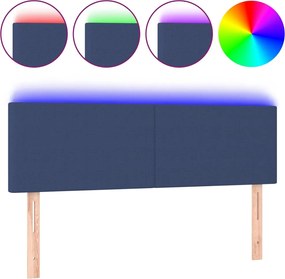 vidaXL Tăblie de pat cu LED, crem, 144x5x78/88 cm, textil