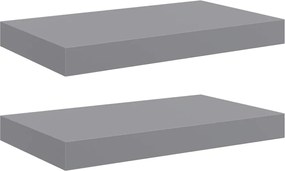 vidaXL Rafturi de perete suspendate, 2 buc., gri, 40x23x3,8 cm, MDF