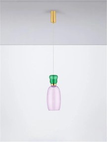 Pendul LED, Lustra design modern Pluma verde/ violet