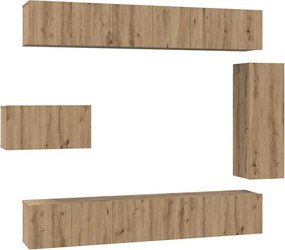 vidaXL Set comodă TV Pe perete 8 pcs Stejar Artizanal Lemn compozit