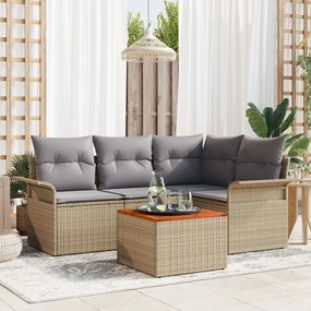 vidaXL Set de canapele pentru grădină 5 pcs Bej Rattan poli