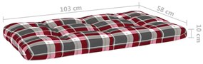 Canapea din paleti cu 2 locuri, cu perne, lemn pin gri tratat model rosu carouri, Canapea cu 2 locuri, Gri, 1