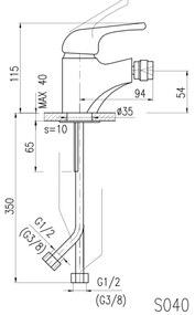 RAV Slezák SA044.0 - Baterie pentru bideu SAZAVA, 11,5 cm, crom lucios