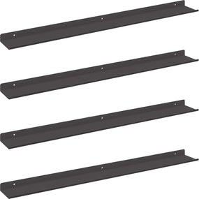 vidaXL Raft suspendat Pe perete 4 pcs Negru 80 x 9 x 2,5 cm Oțel