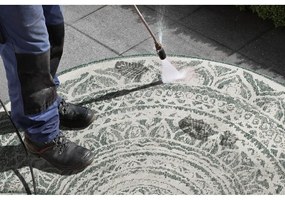 Covor adecvat pentru exterior NORTHRUGS Siruma, ø 140 cm, verde-crem