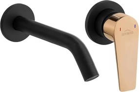 Baterie lavoar incastrata Invena Midnight negru - rose gold monocomanda