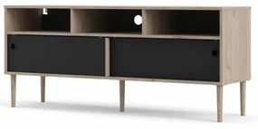 Comoda TV neagra cu decor de stejar Jackson Hickory, ELISEO