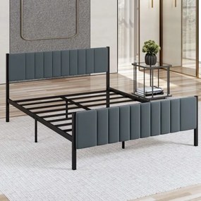 Pat metalic dublu LUNOR 140x200 cm, antracit, sarcină maximă 200 kg