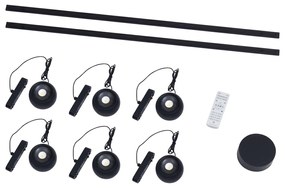 Sistem de iluminat modern pe șină cu 6 pendule negre monofazat - Magnetic Lance