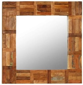 Oglinda de perete, lemn masiv reciclat, 60 x 60 cm