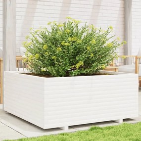 vidaXL Jardinieră de grădină, alb, 110x110x49,5 cm, lemn masiv de pin