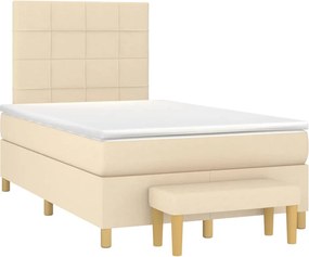 vidaXL Pat continental cu saltea, crem, 120x190 cm, textil