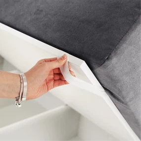 Pat boxspring, pat de o persoană, gri, 90x200, stânga, AMIS