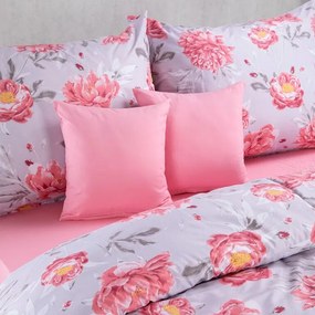 decoDoma Set lenjerii de pat pentru familii CHRISTINNE, cu cearceafuri şi feţe pernuţe set 4 piese pentru un pat simplu
