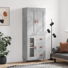 vidaXL Dulap înalt, gri beton, 69,5x34x180, lemn compozit