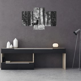 Tablou - Căprioare in pădure 2,alb-negru (90x60 cm)