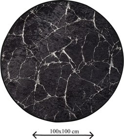 Covoraș de baie negru ø 100 cm Marble – Foutastic