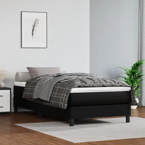 3144237 vidaXL Pat box spring cu saltea, negru, 90x200 cm, piele ecologică