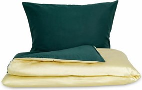 Lenjerie de pat din satin Kvalitex LuxuryCollection, verde/crem 140 x 200 cm, 70 x 90 cm