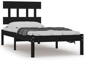 3104702 vidaXL Cadru de pat mic single, negru, 75x190 cm, lemn masiv
