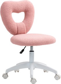 HOMCOM Scaun de birou, fotoliu de birou, spătar în formă de inimă, căptușit, Roz | Aosom Romania